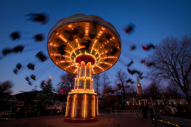 Tivoli Swing Carousel at Christmas, Copenhagen
